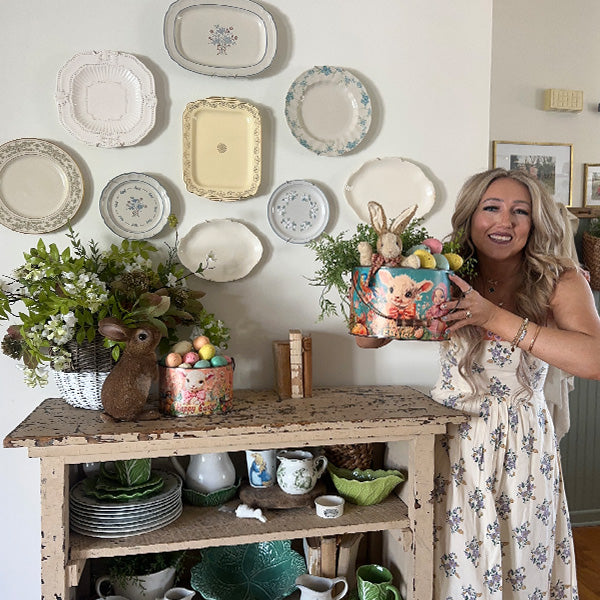 Vintage-Inspired Happy Easter Metal Buckets, Set of 2