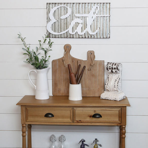 Corrugated Metal "Eat" Sign