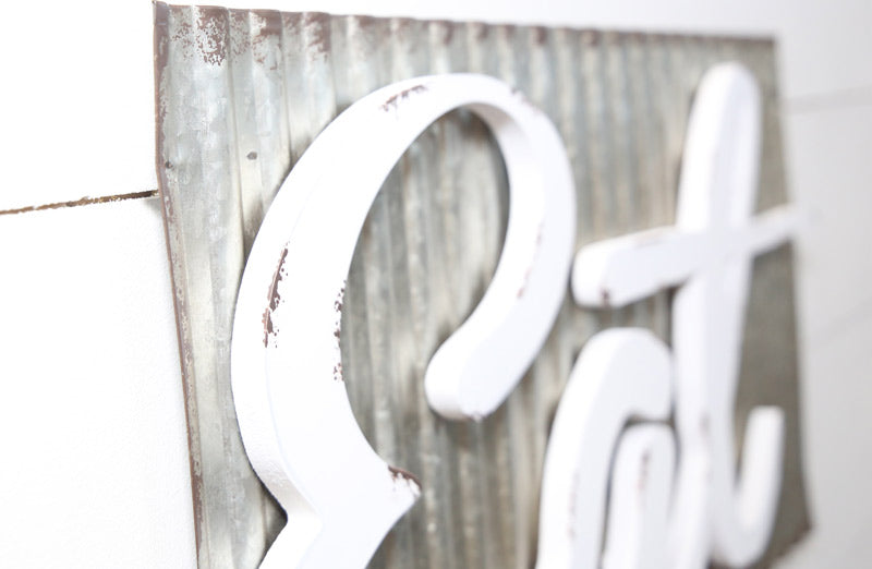 Corrugated Metal "Eat" Sign
