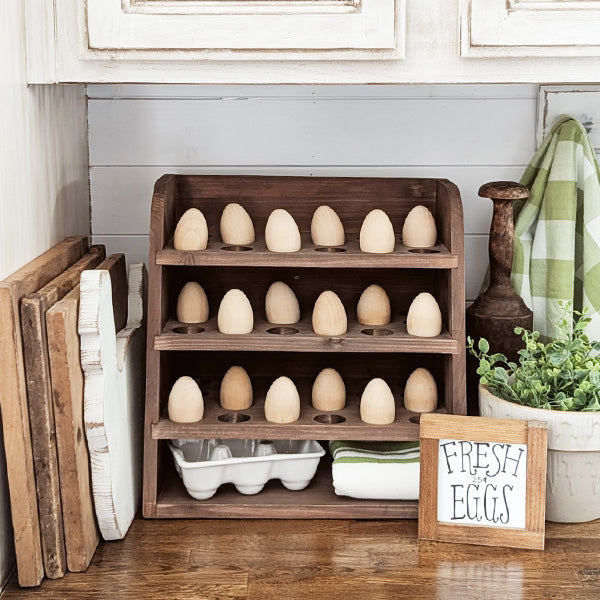 Four Tiered Wooden Egg Shelf