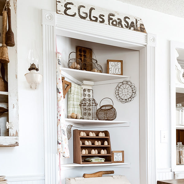 Four Tiered Wooden Egg Shelf