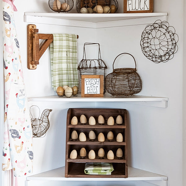 Four Tiered Wooden Egg Shelf