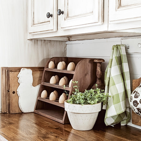 Four Tiered Wooden Egg Shelf