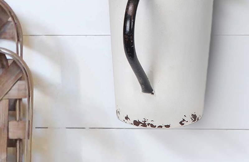 Large White Enamel Half Pitcher Wall Decor