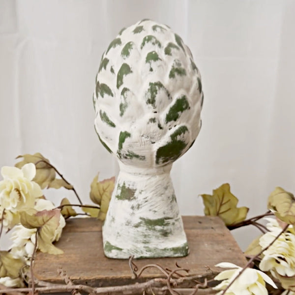 Indoor/Outdoor Whitewashed Artichoke Finial
