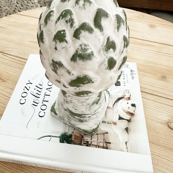 Indoor/Outdoor Whitewashed Artichoke Finial