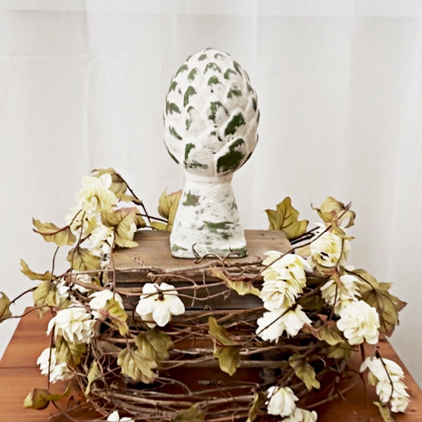 Indoor/Outdoor Whitewashed Artichoke Finial
