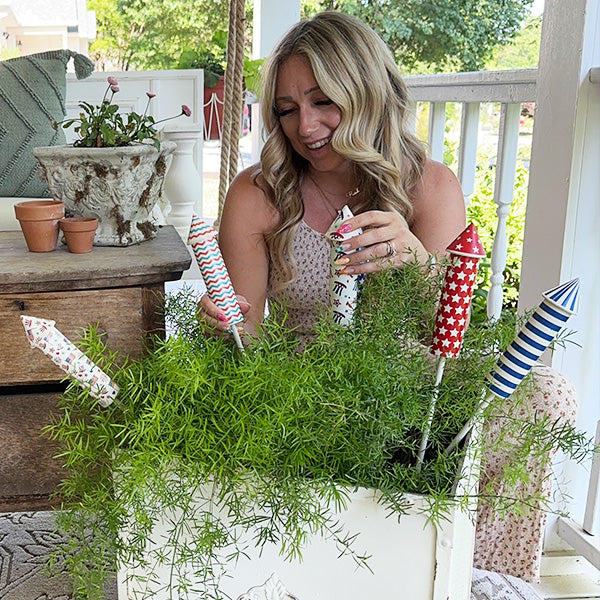 Patriotic Fireworks Yard Stakes, Set of 6