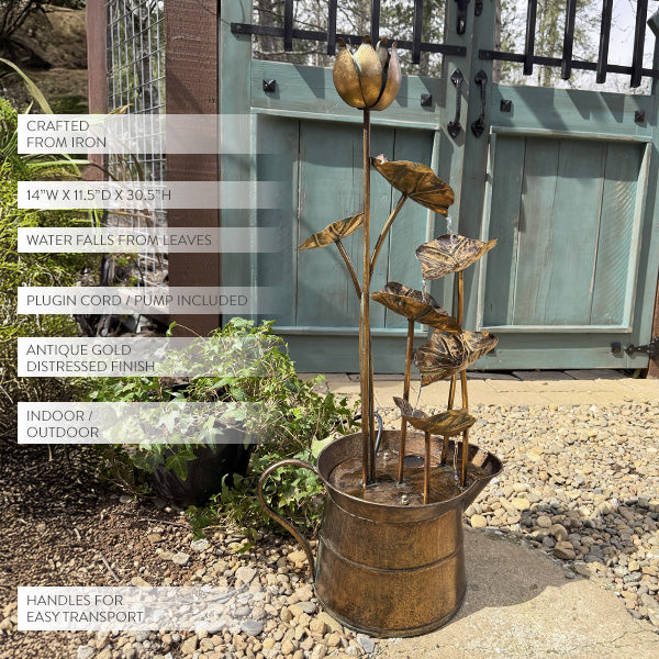 Antique Gold Lotus Leaf Water Fountain