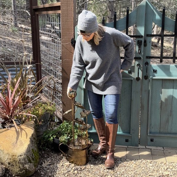 Antique Gold Lotus Leaf Water Fountain