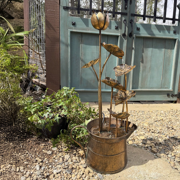 Antique Gold Lotus Leaf Water Fountain