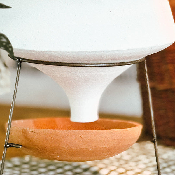 Natural Terracotta Funnel Planter with Metal Plant Stand