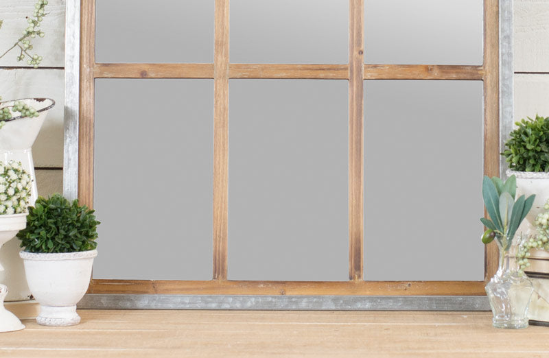 Galvanized Metal and Wooden Arched Mirror