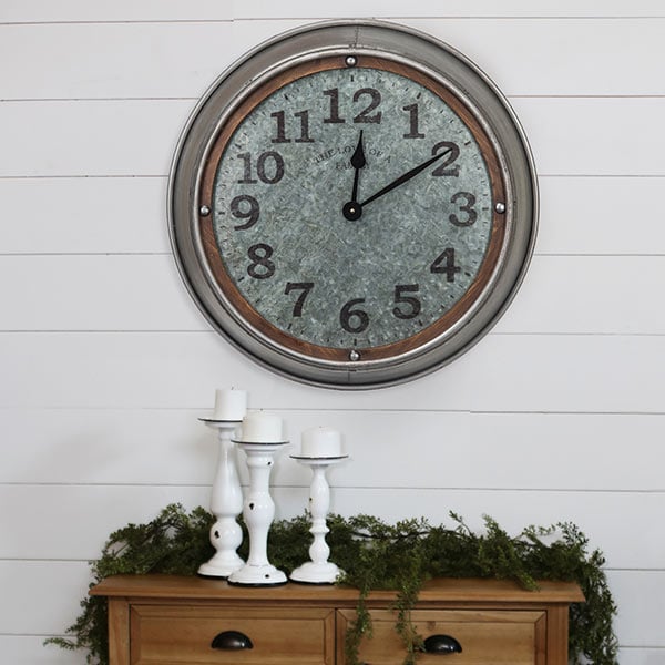 Galvanized Metal Wall Clock