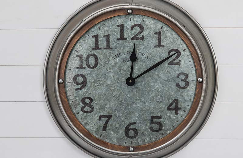 Galvanized Metal Wall Clock