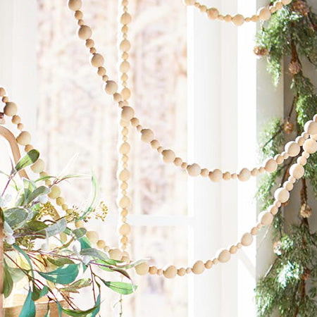 6 Foot Wooden Beaded Garland