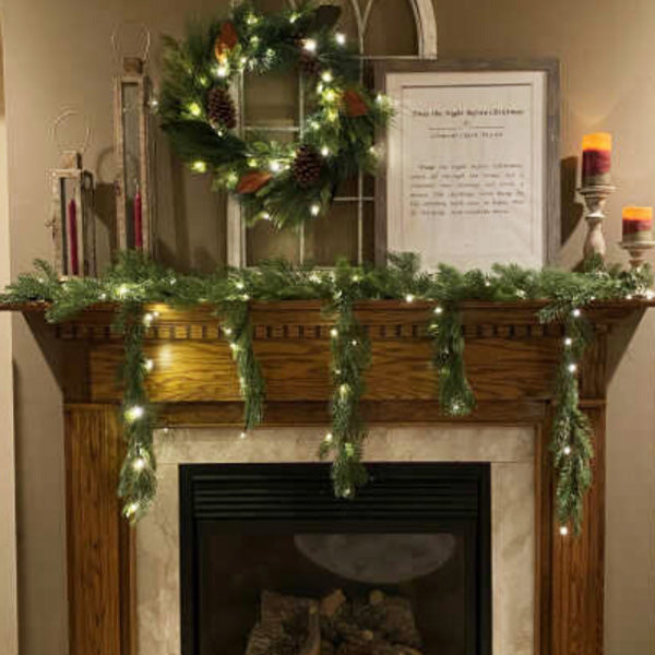6 Foot Long Pre-Lit Faux Pine Garland