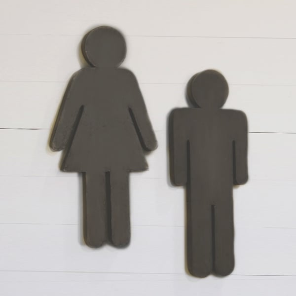 *LARGE* Metal Gender Bathroom Signs  Set of 2