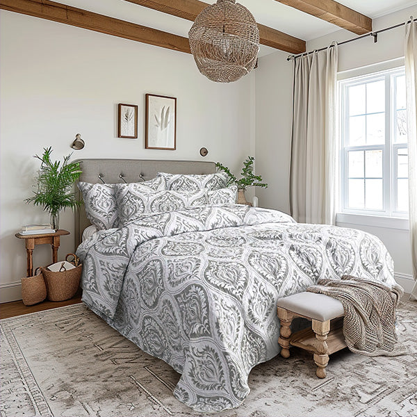 Reversible Demask Farmhouse Bedding Set, Choose Your Size