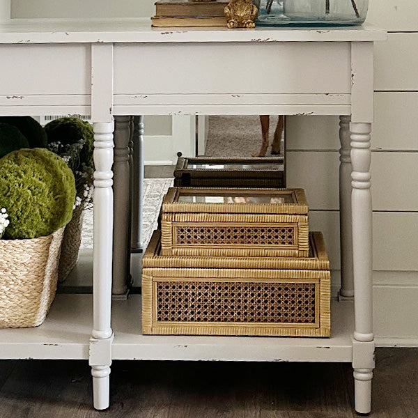 Grey Weathered Finish Wood Console Table