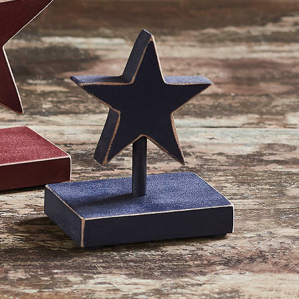 Hanging Vintage Wooden Stars with Removable Stands, Set of 3