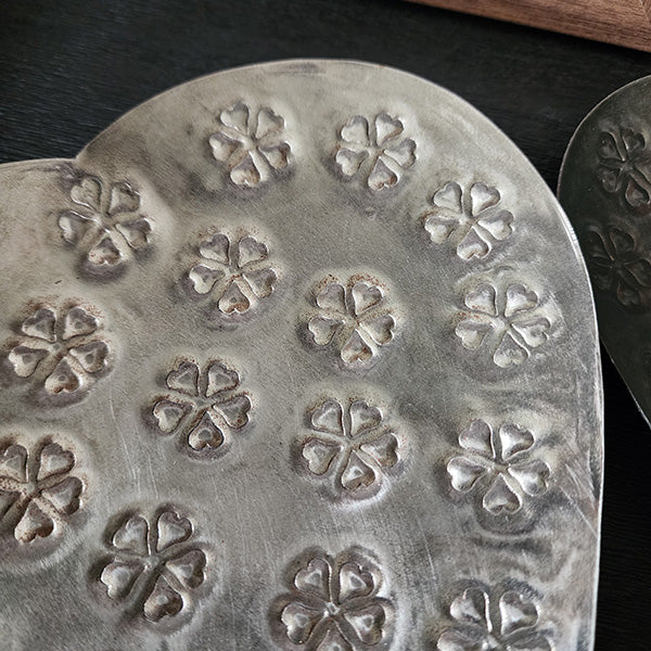 Embossed Metal Heart Bowls, Set of Two