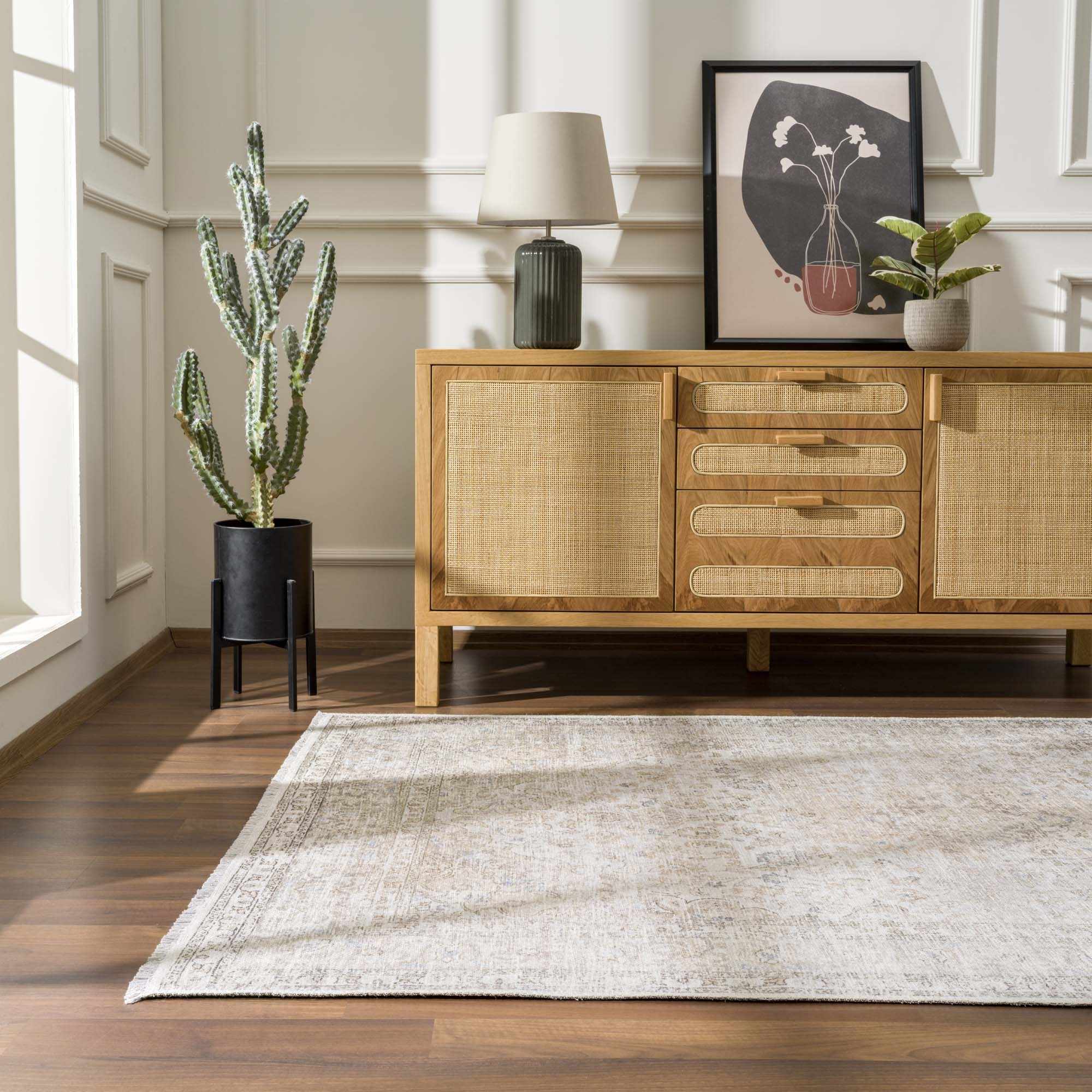 Vintage Cream Washable Area Rug