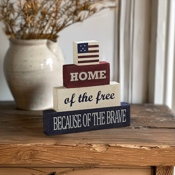 Home Of The Free Wooden Block Stack