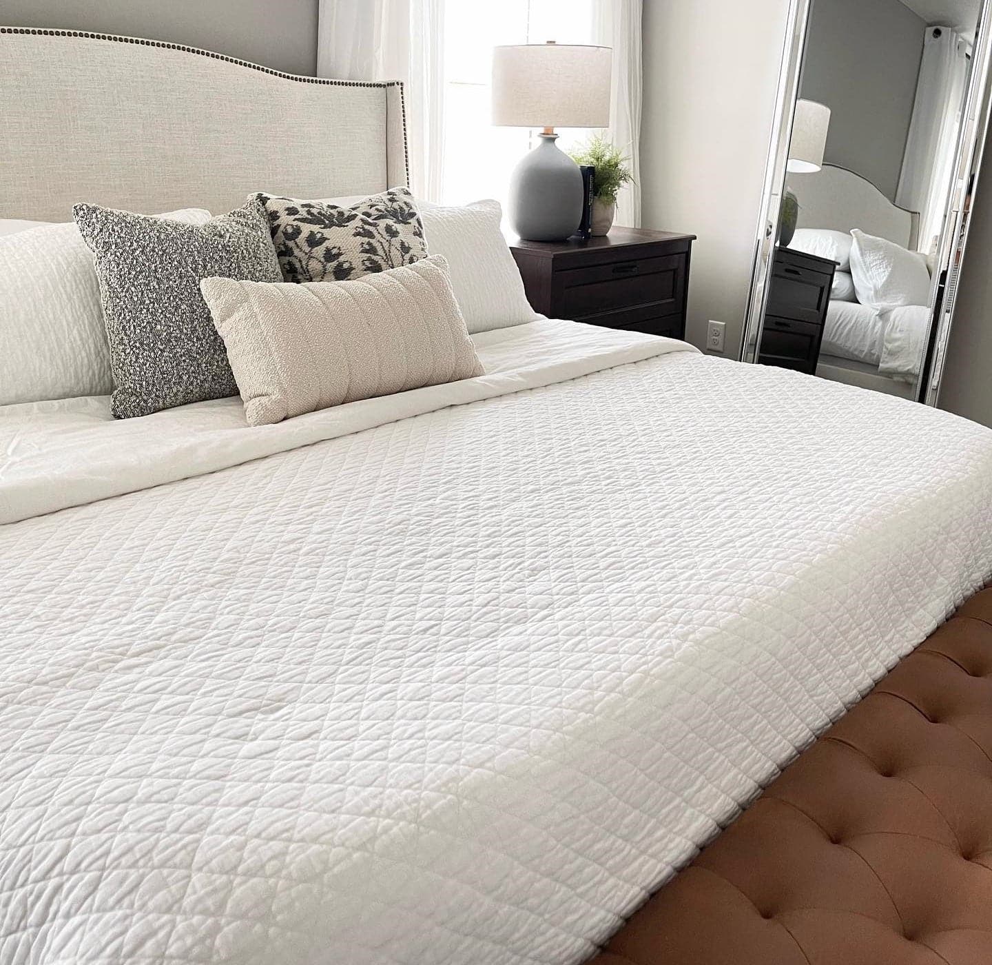 Belgian Flax Linen Rich Cotton Blend Quilt 3 Piece Set-Tolkye