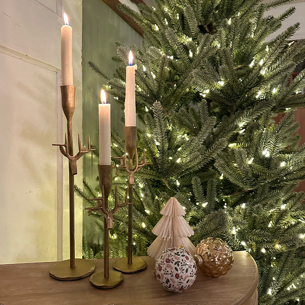 Antique Inspired Iron Deer Candle Holders, Set of Three