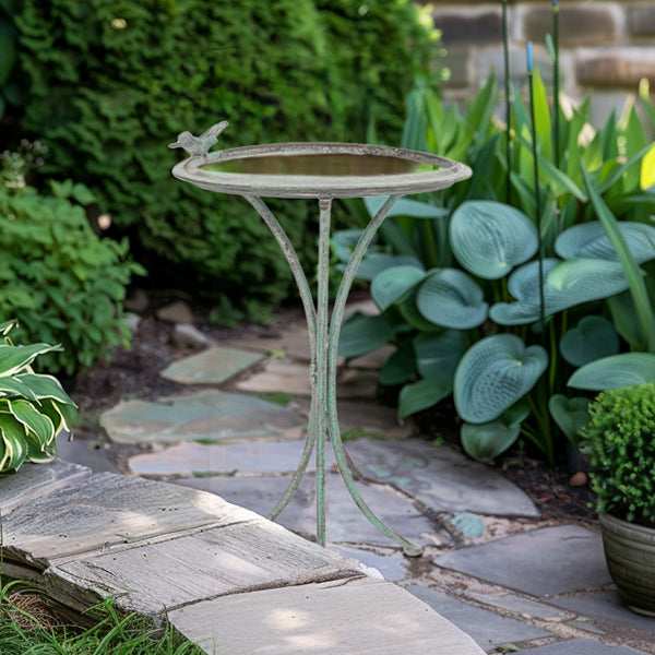 Antique Green Iron Bird Bath