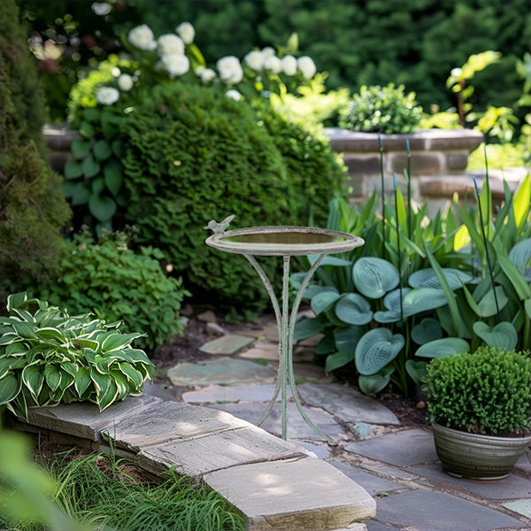 Antique Green Iron Bird Bath