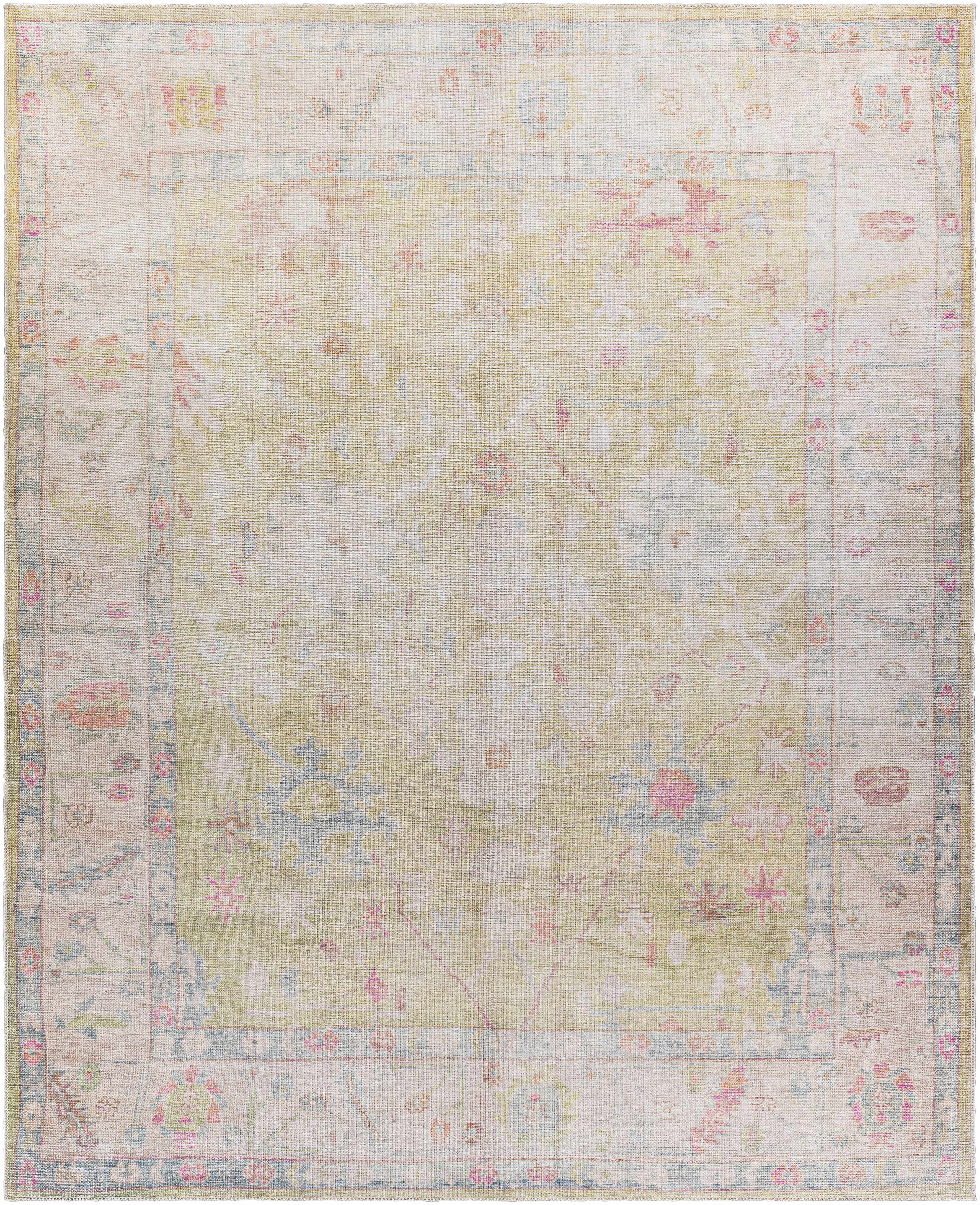 Light Brown Distressed Washable Rug