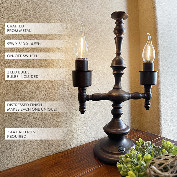 LED Vintage Candelabra Tabletop Lamp