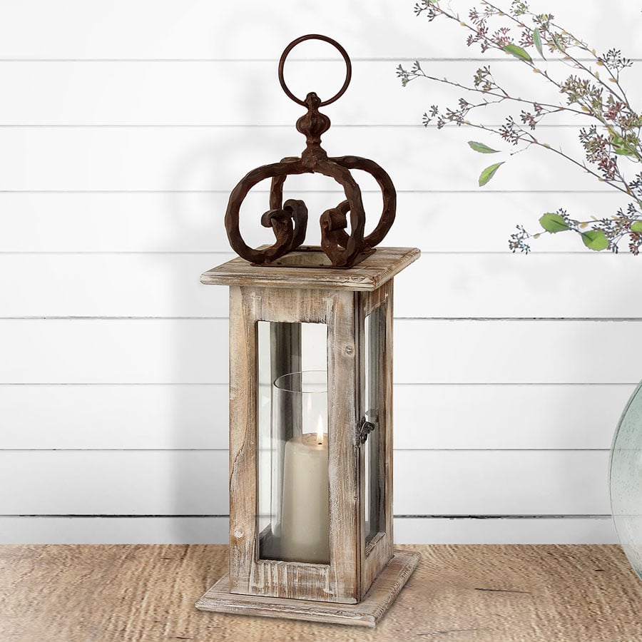*TALL* Wooden Lantern With Wrought Iron Details