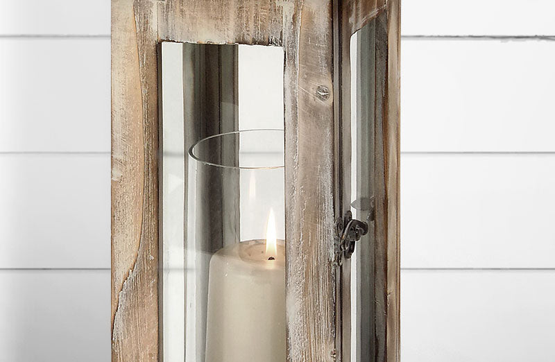 *TALL* Wooden Lantern With Wrought Iron Details