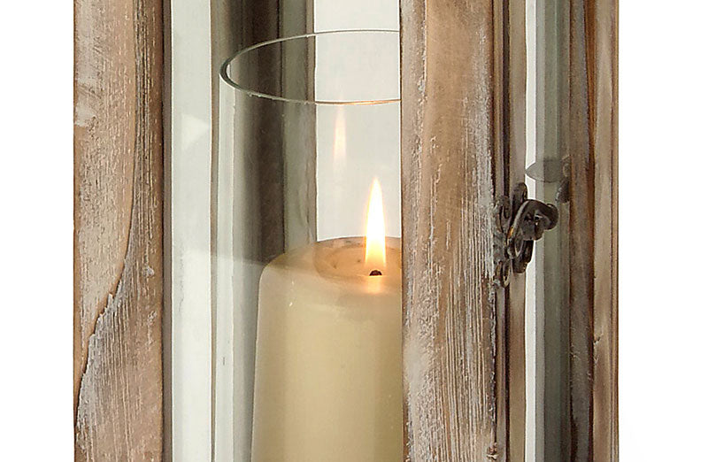 *TALL* Wooden Lantern With Wrought Iron Details