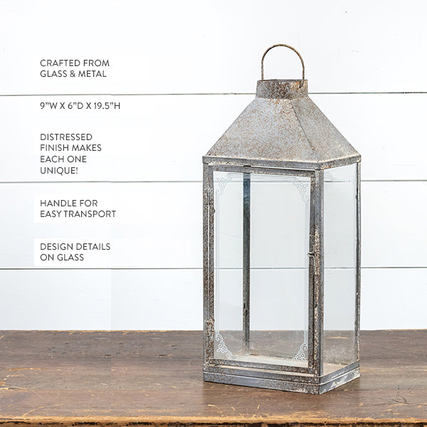 Heritage Finish Candle Lantern with Glass Windows