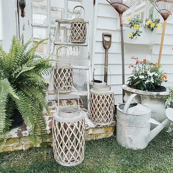 Woven Willow Lantern with Handle, Set of Four