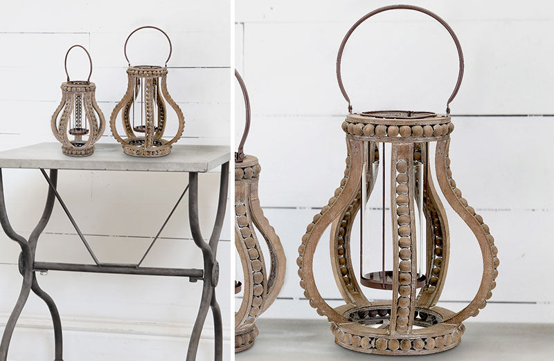 Large Wooden Bead Lantern