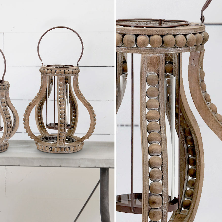Large Wooden Bead Lantern