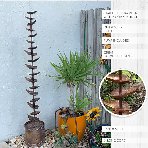 65 Inch Tall Cascading Leaf Garden Fountain