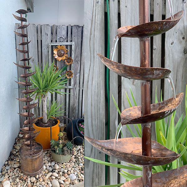 65 Inch Tall Cascading Leaf Garden Fountain