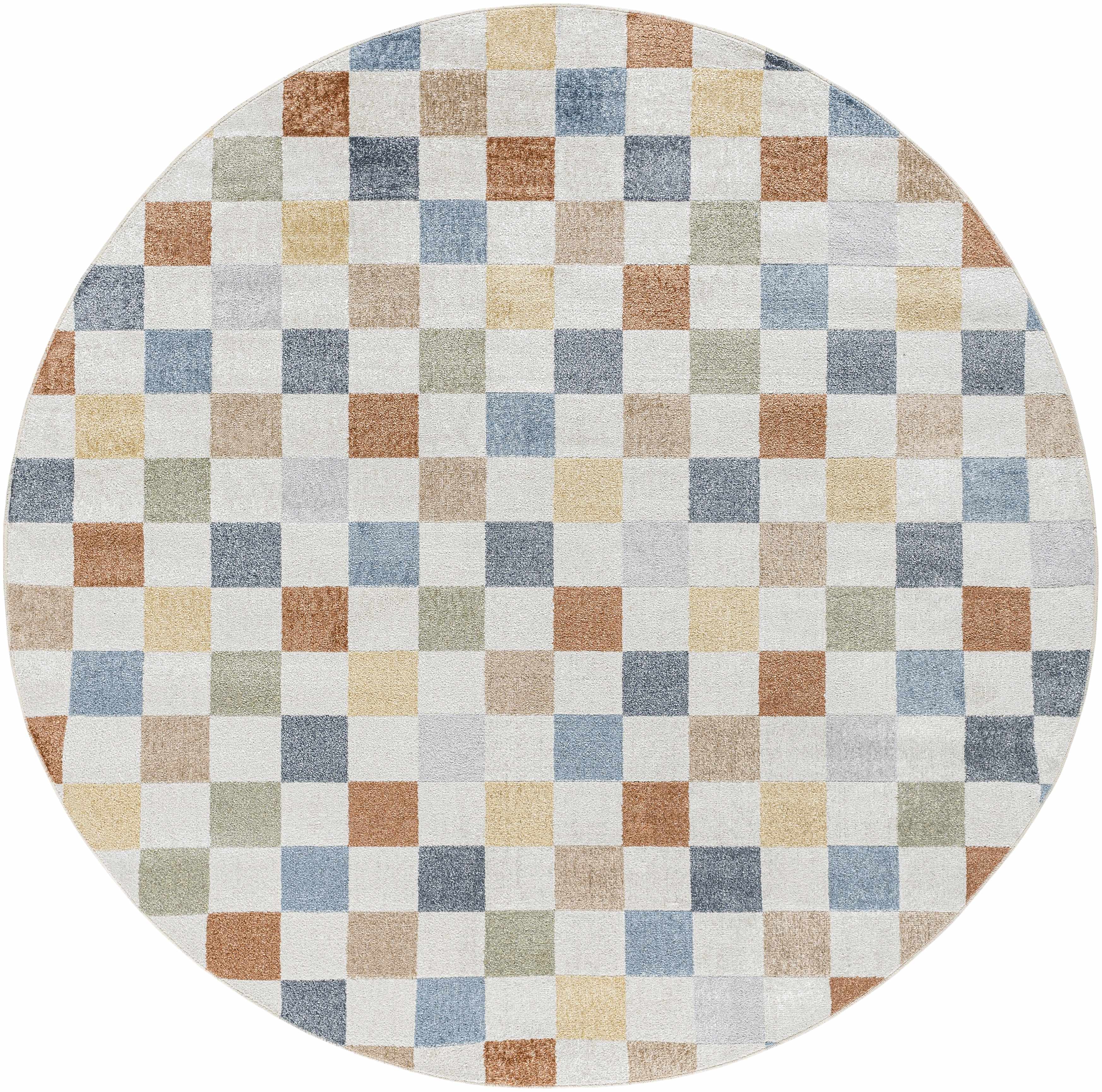 Checkered Multi Color Washable Area Rug
