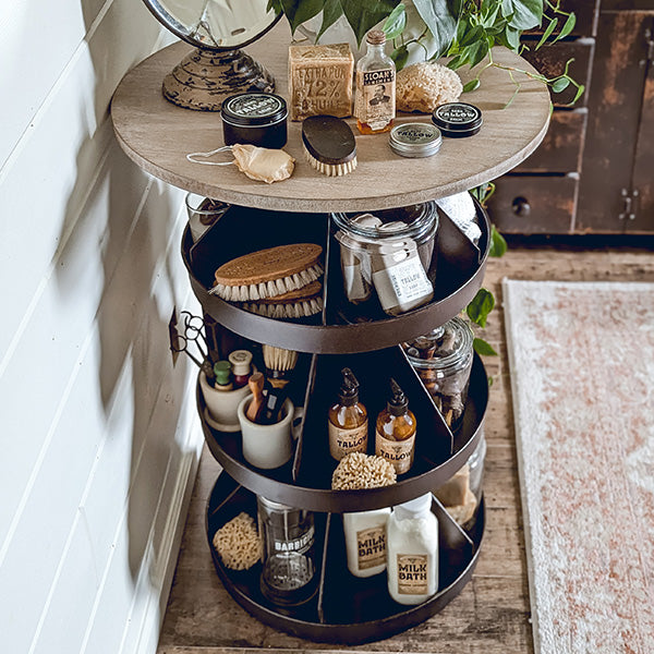 34 Inch Round Rotating 4 Tier Stand