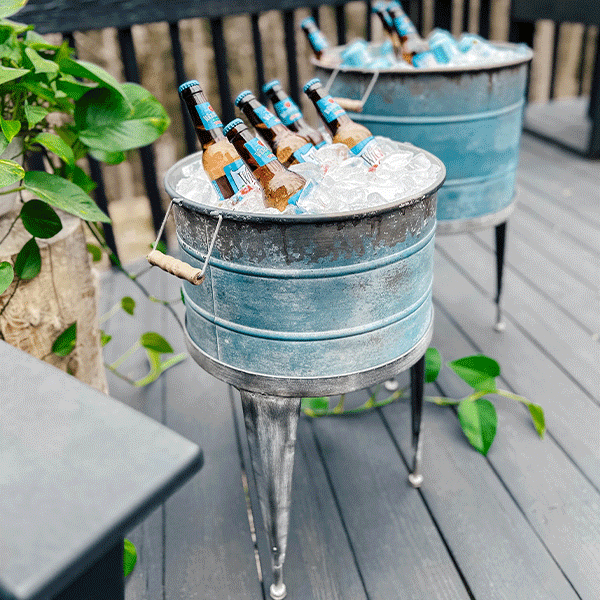 Distressed Multi-Purpose Metal Beverage Tub, Set of 2