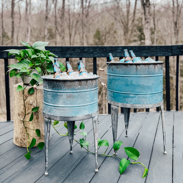Distressed Multi-Purpose Metal Beverage Tub, Set of 2