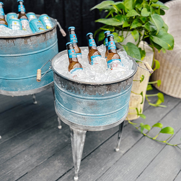 Distressed Multi-Purpose Metal Beverage Tub, Set of 2