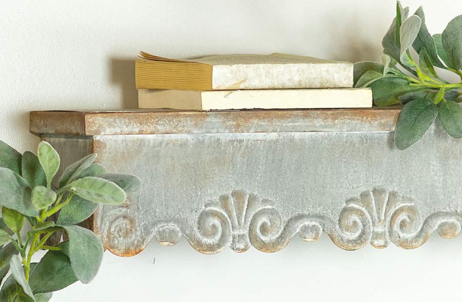 Galvanized Metal Scalloped Shelves, Set of 2