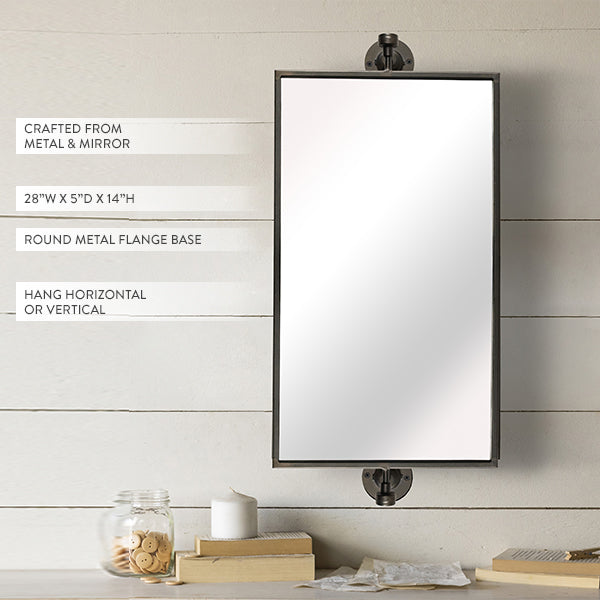 28 Inch Industrial Metal Rectangular Mirror